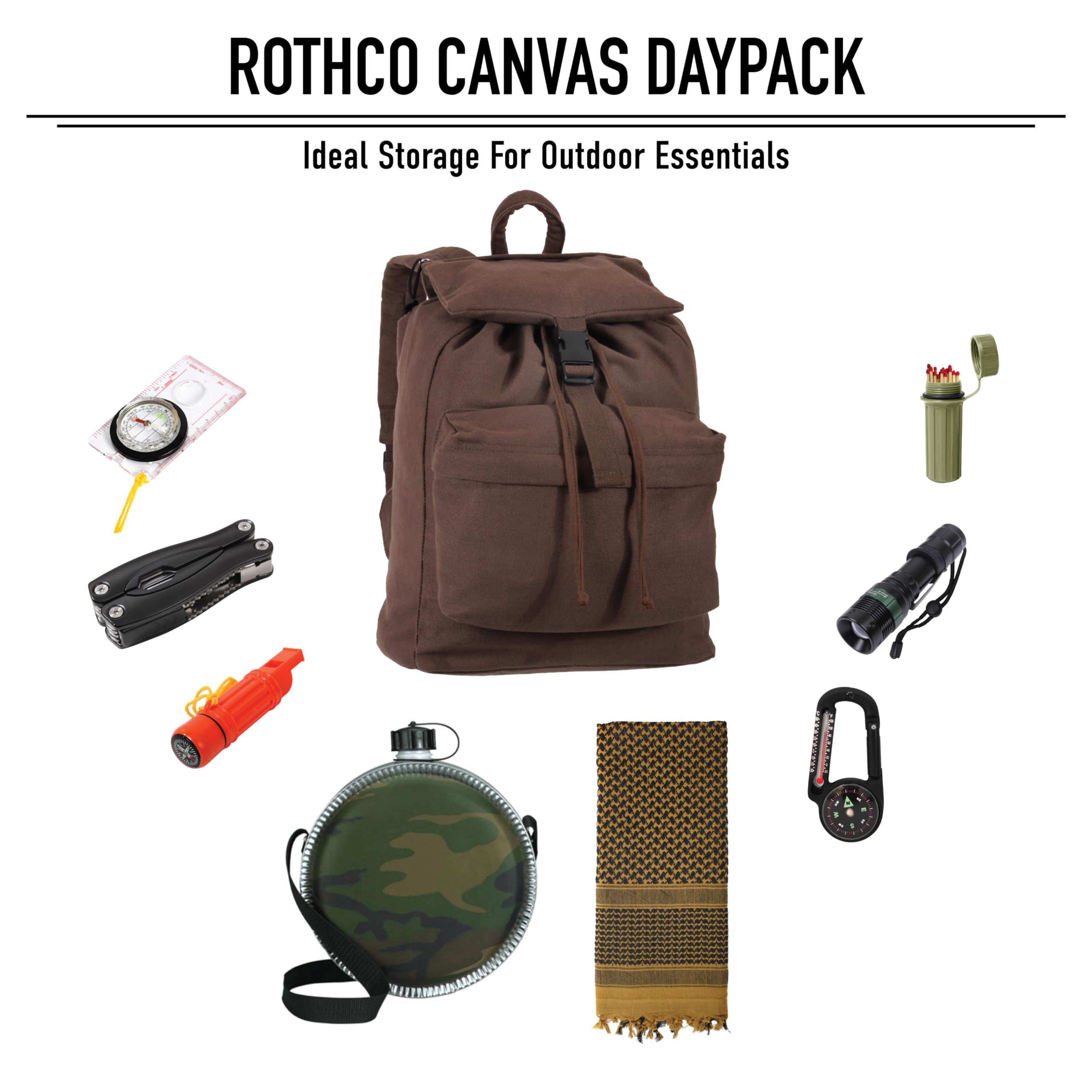 Rothco Canvas Daypack – Heavy-Duty Cotton Canvas Backpack for Hiking, Camping, Traveling, and Daily Use – 34L Capacity - Image 6