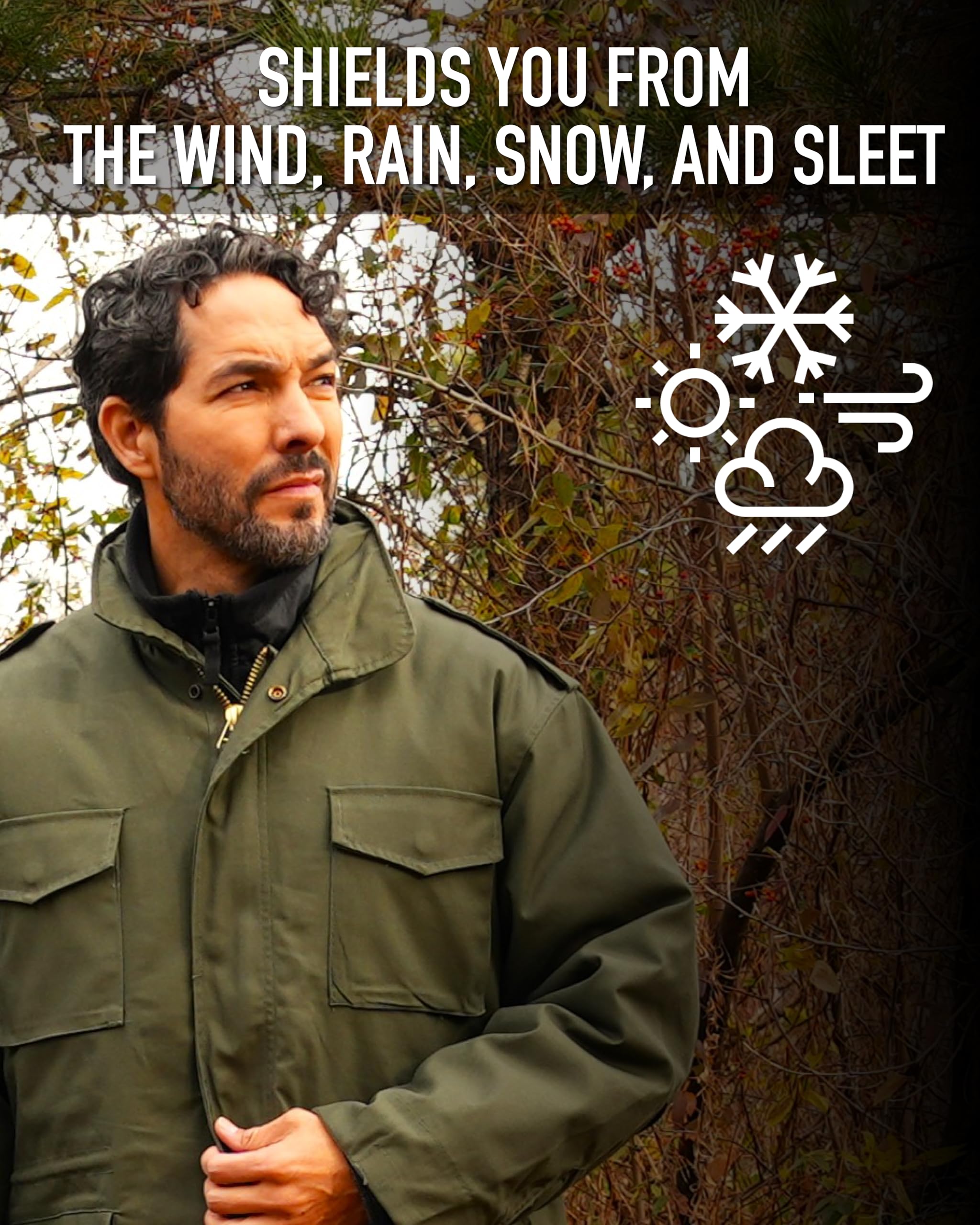 Rothco Field Jacket - All-Season Outdoor Weather Protection and Classic Style Coat, Olive Drab, L - Image 3