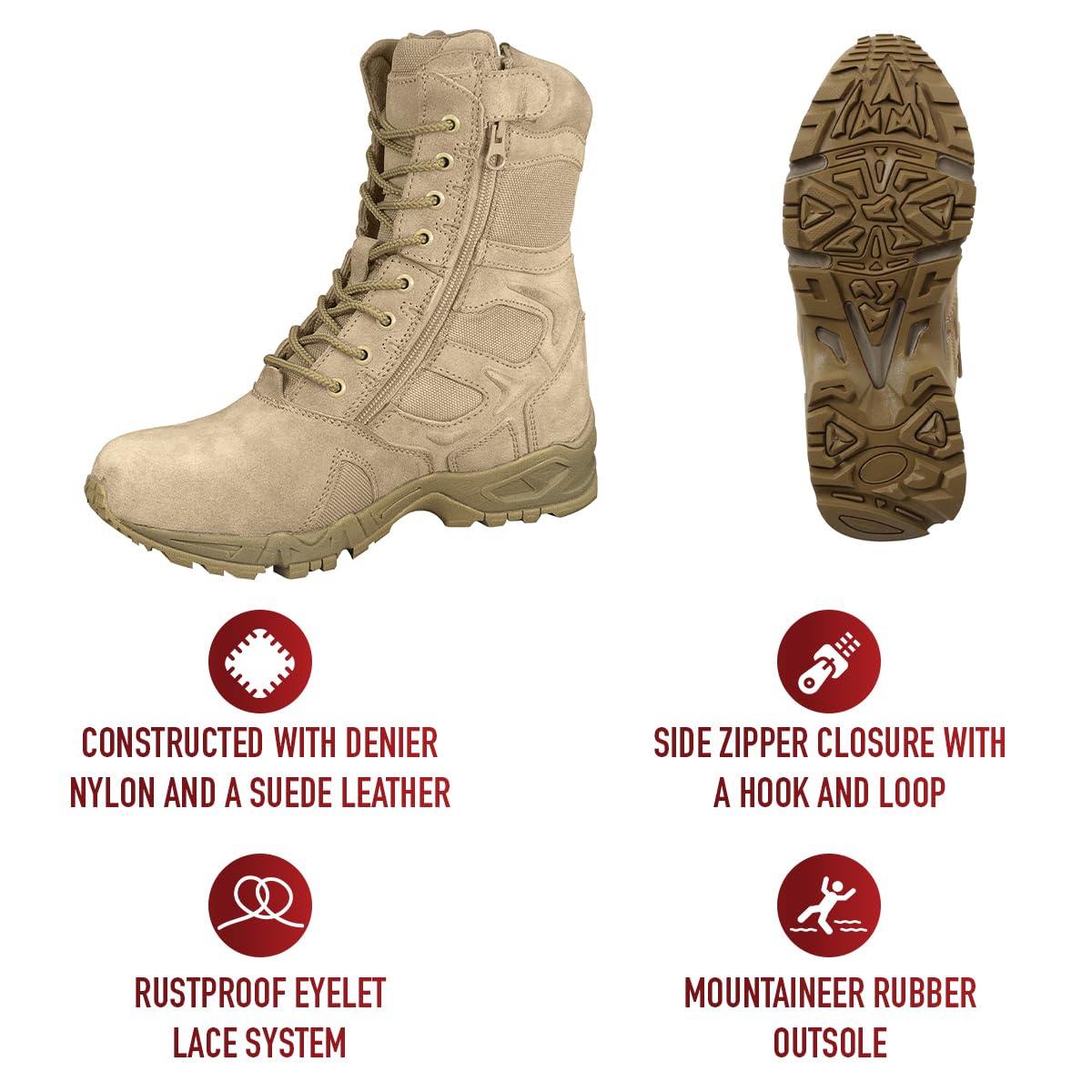 Rothco Forced Entry Deployment Boot with Side Zipper – 8 Inch Tactical Uniform Boots - Image 5