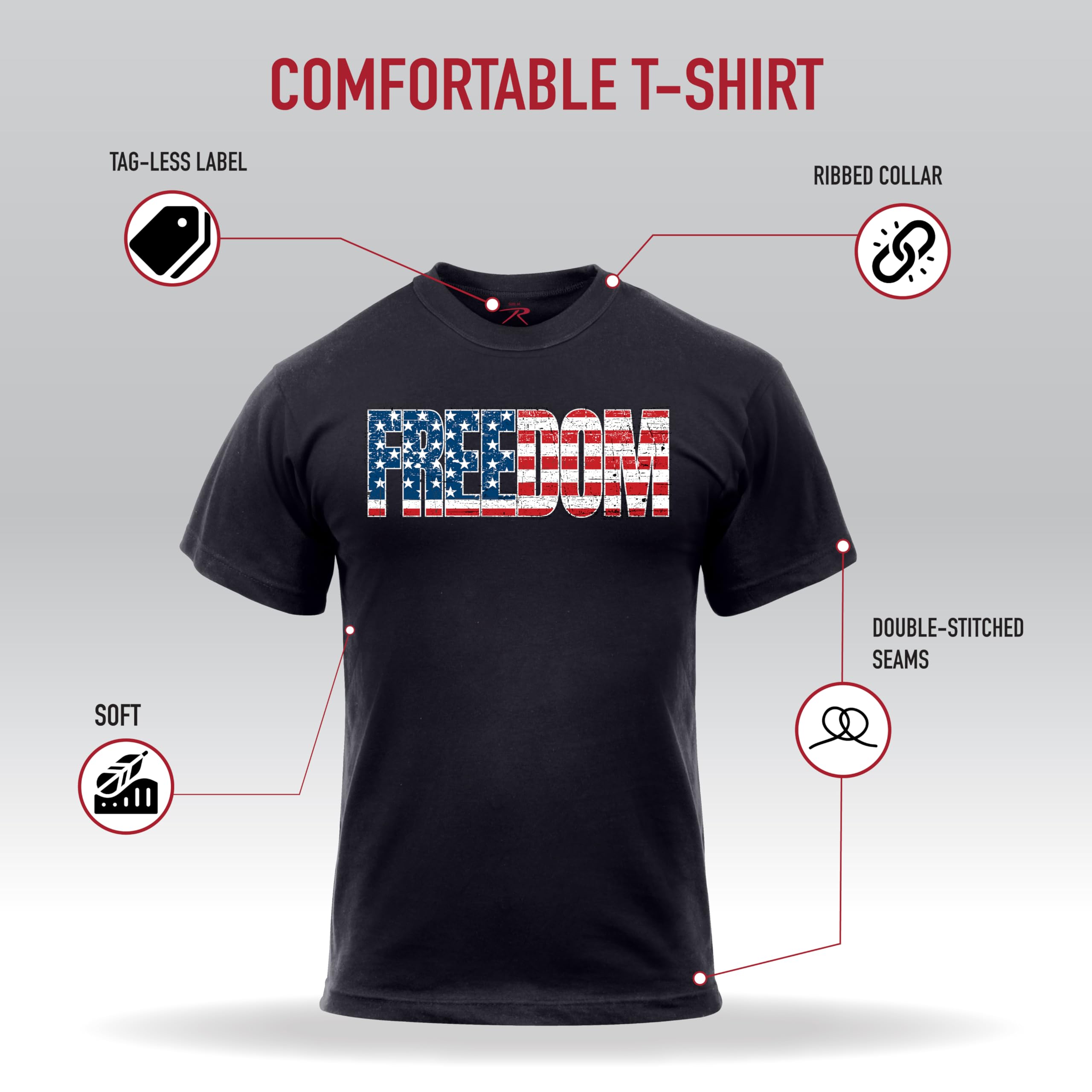 Rothco Freedom US Flag T-Shirt – Rugged Patriotic Short Sleeve Crew Neck American Graphic Tee - Image 3