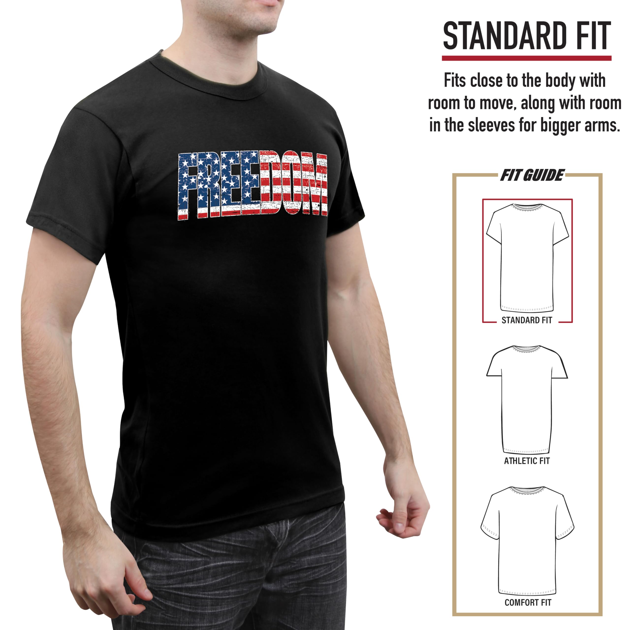 Rothco Freedom US Flag T-Shirt – Rugged Patriotic Short Sleeve Crew Neck American Graphic Tee - Image 4