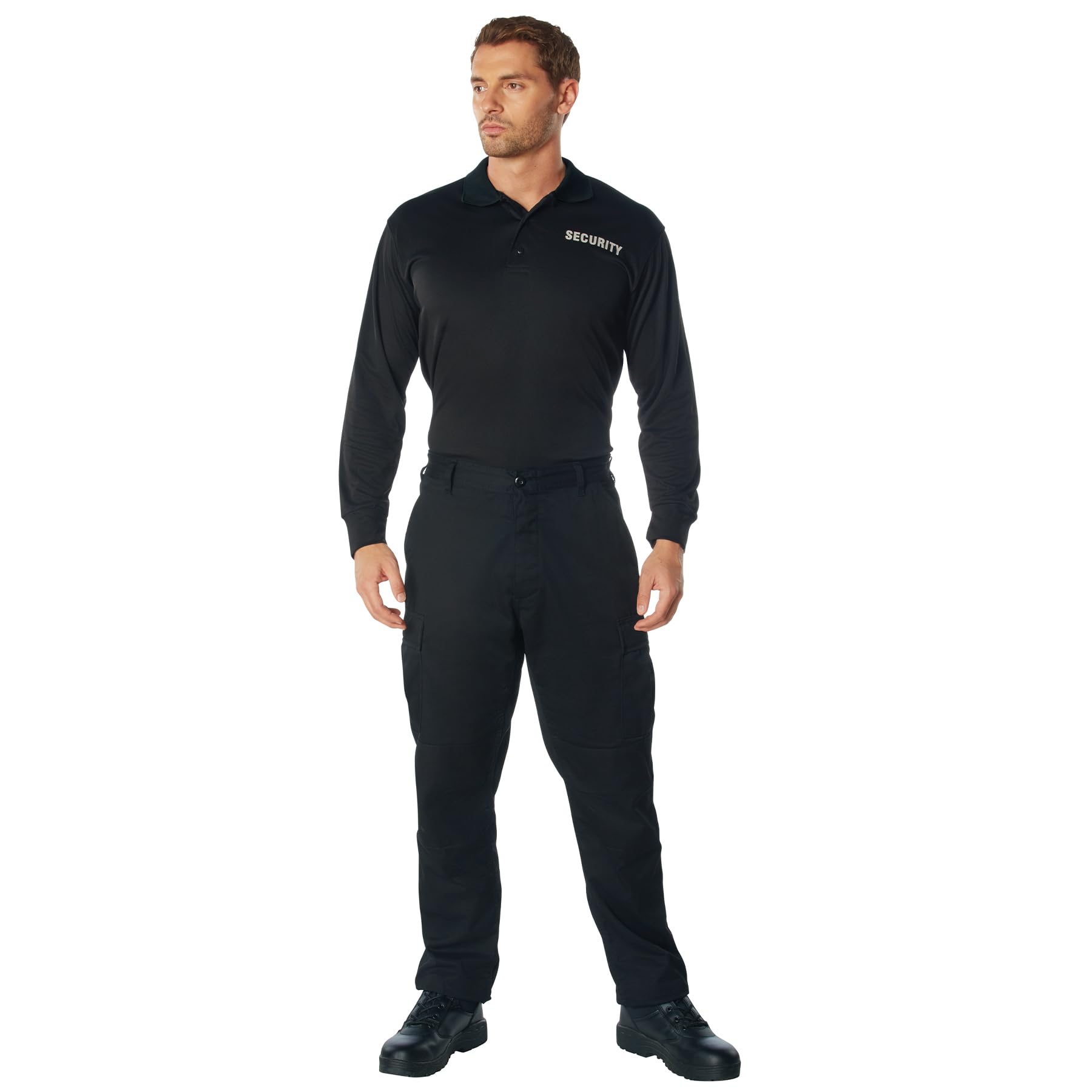 Rothco Moisture Wicking Long Sleeve Security Polo, Black - XL - Image 4