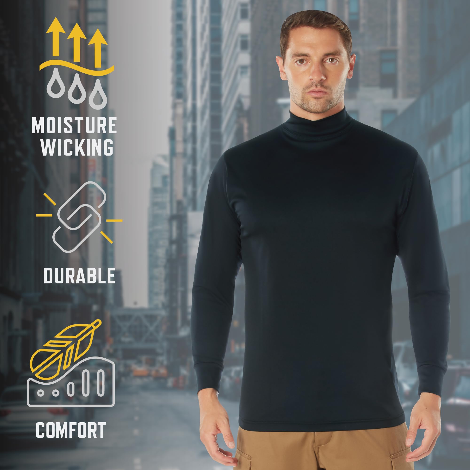 Rothco Moisture Wicking Mock Turtleneck – Long Sleeve Uniform Base Layer Professional Shirt - Image 3