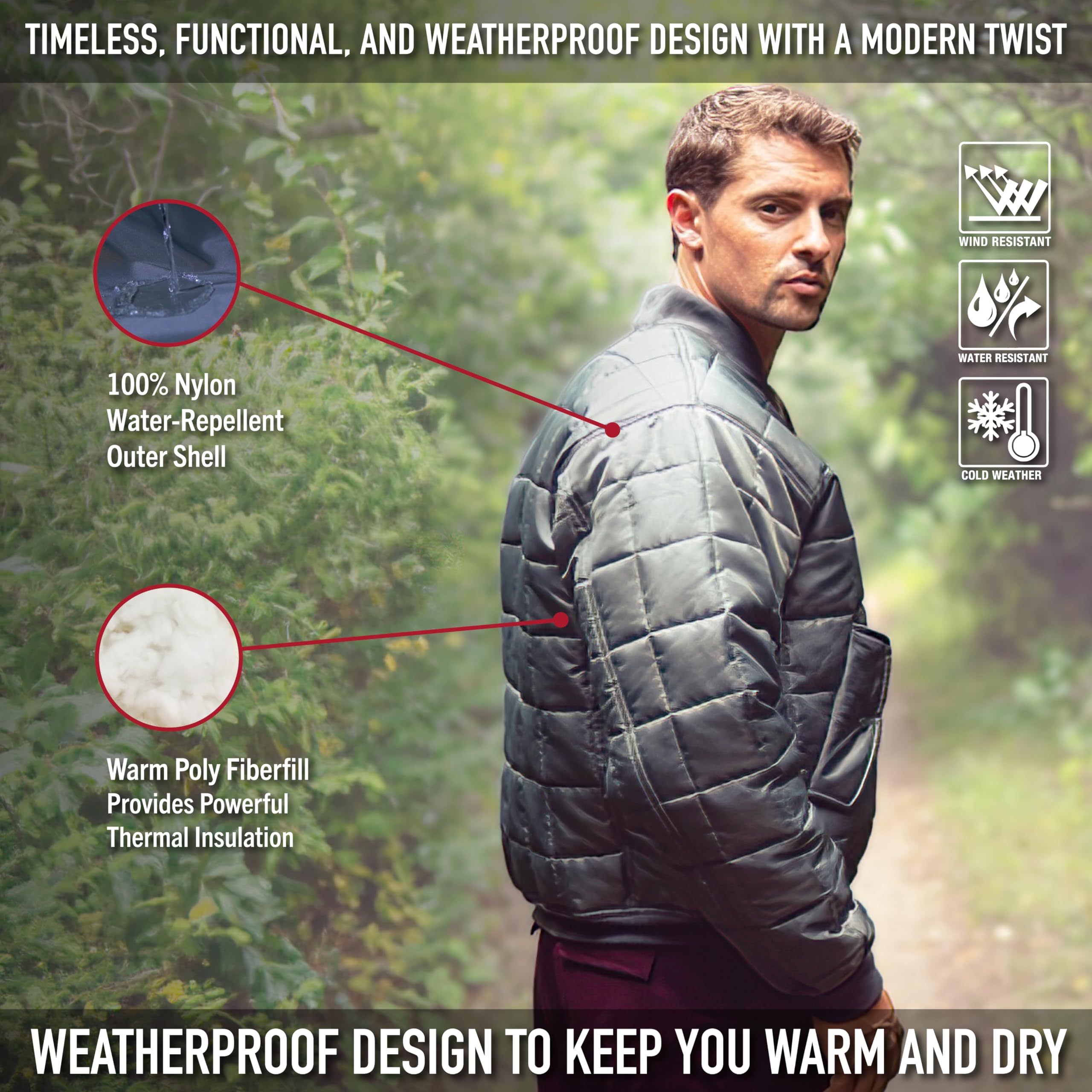 Rothco Quilted MA-1 Flight Bomber Jacket – Puffer Style Cold Weather Field Coat - Image 3