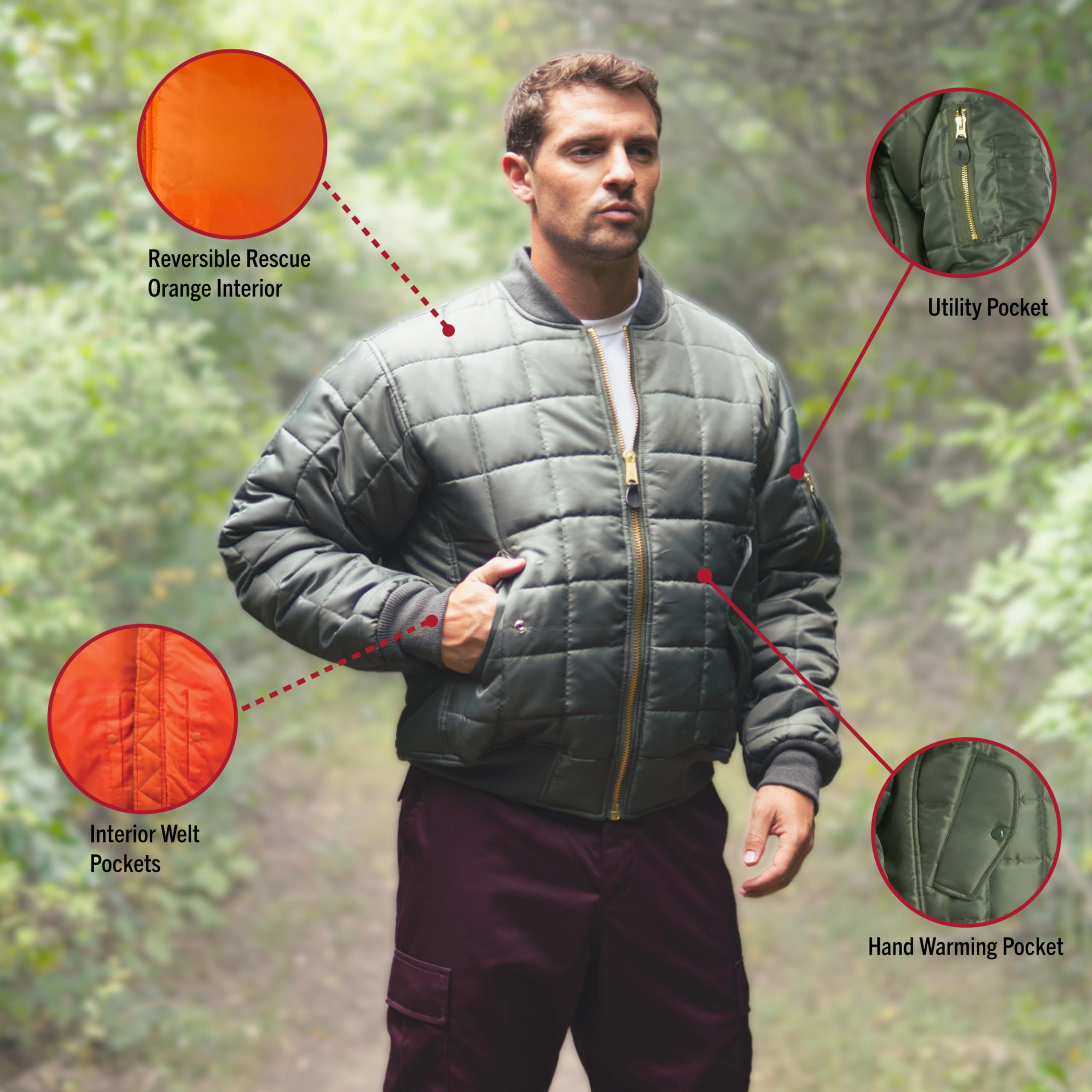 Rothco Quilted MA-1 Flight Bomber Jacket – Puffer Style Cold Weather Field Coat - Image 4
