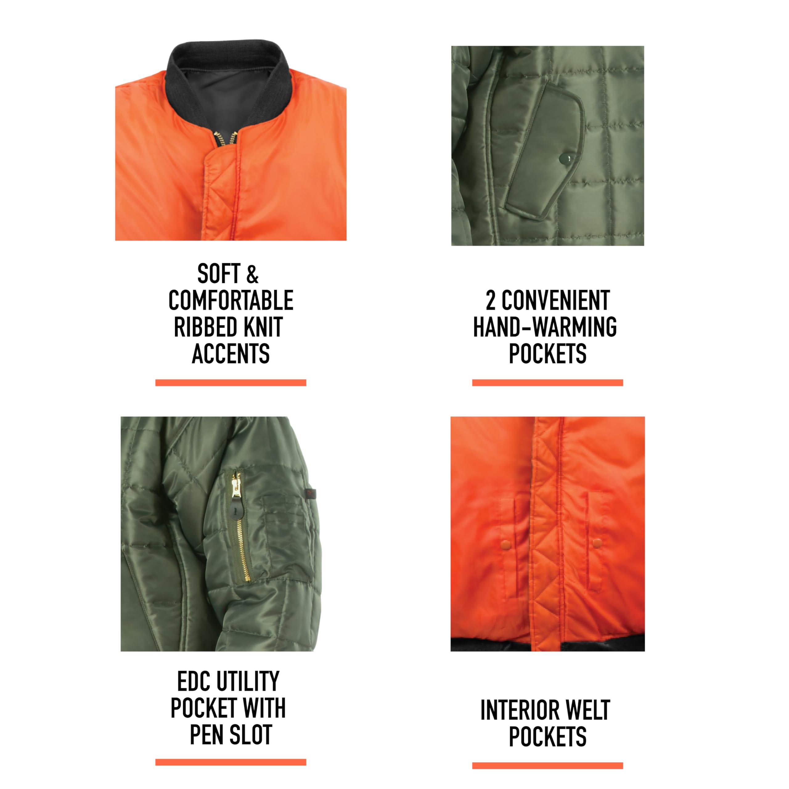 Rothco Quilted MA-1 Flight Bomber Jacket – Puffer Style Cold Weather Field Coat - Image 5