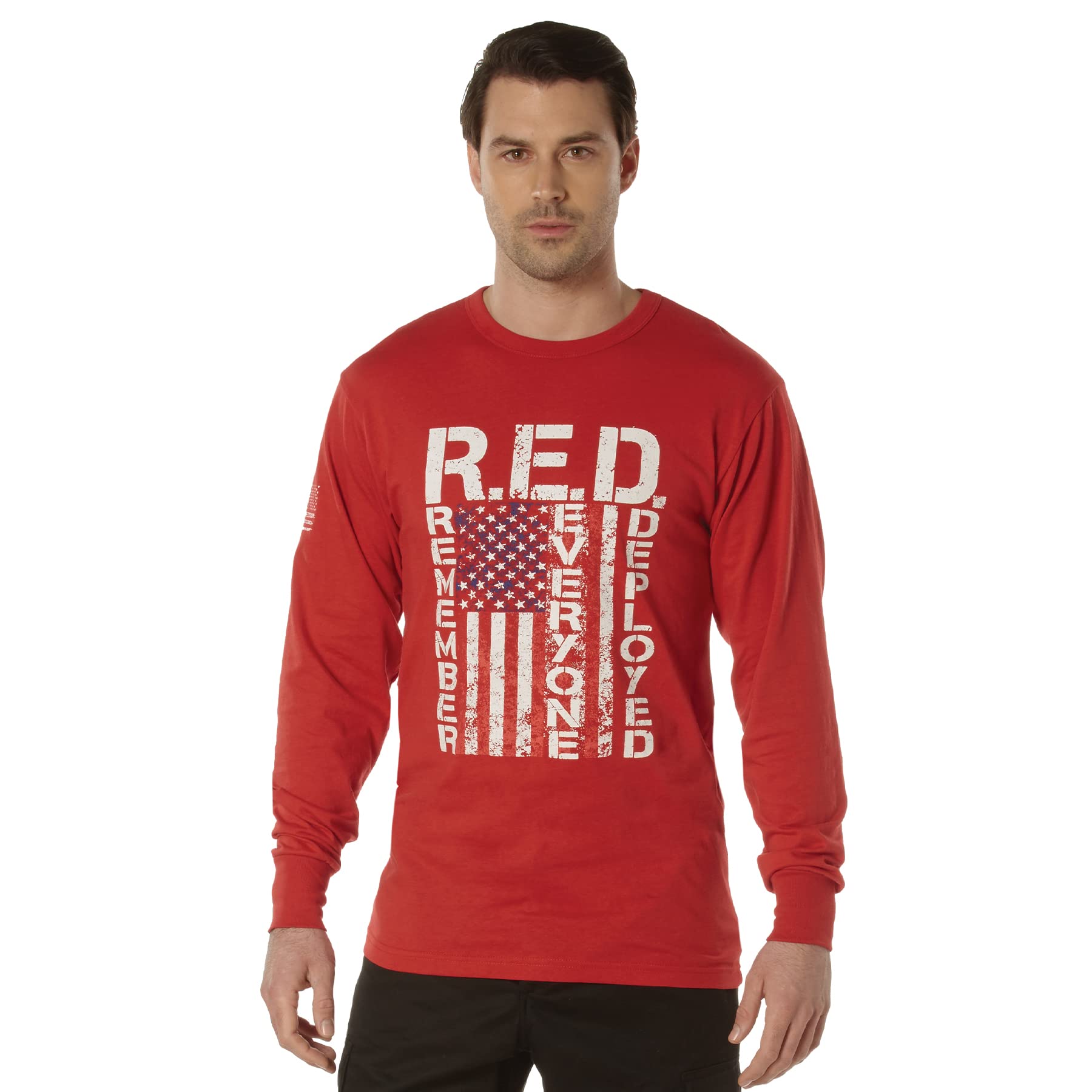 Rothco R.E.D. (Remember Everyone Deployed) Long Sleeve T-Shirt – Mens Crew Neck Graphic Shirt - Image 3