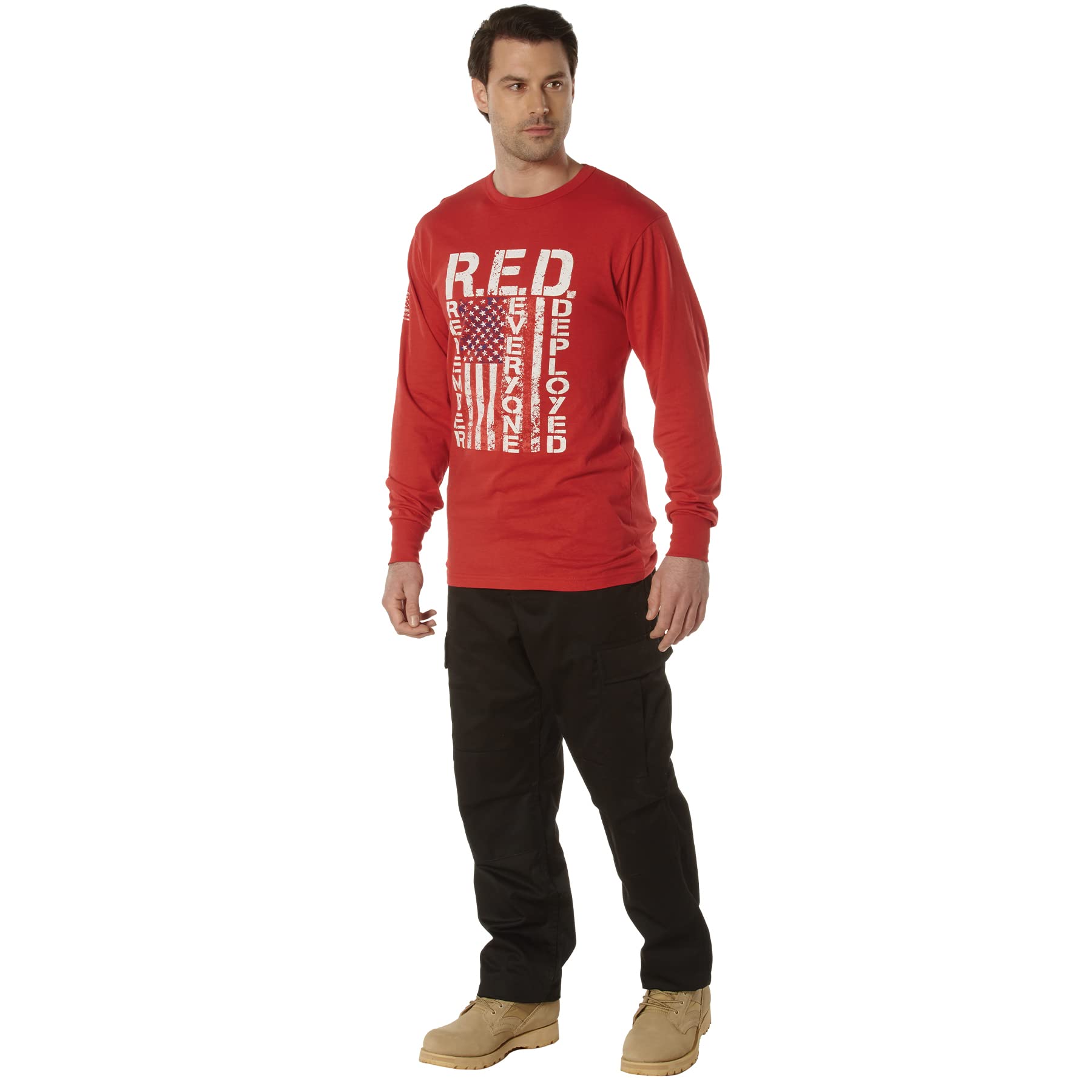 Rothco R.E.D. (Remember Everyone Deployed) Long Sleeve T-Shirt – Mens Crew Neck Graphic Shirt - Image 4
