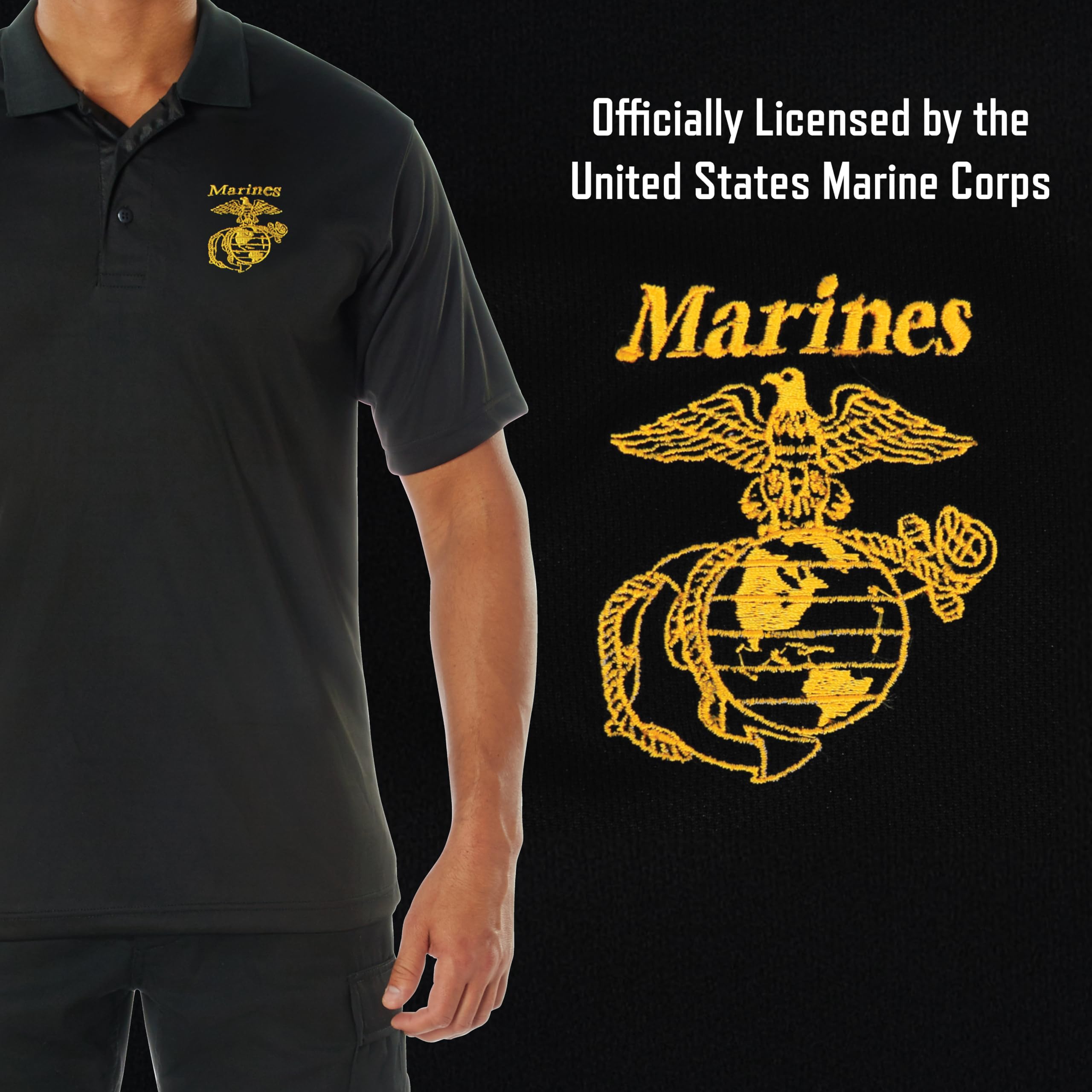 Rothco USMC Eagle, Globe & Anchor Moisture Wicking Polo – Collared Golf Shirt - Image 4