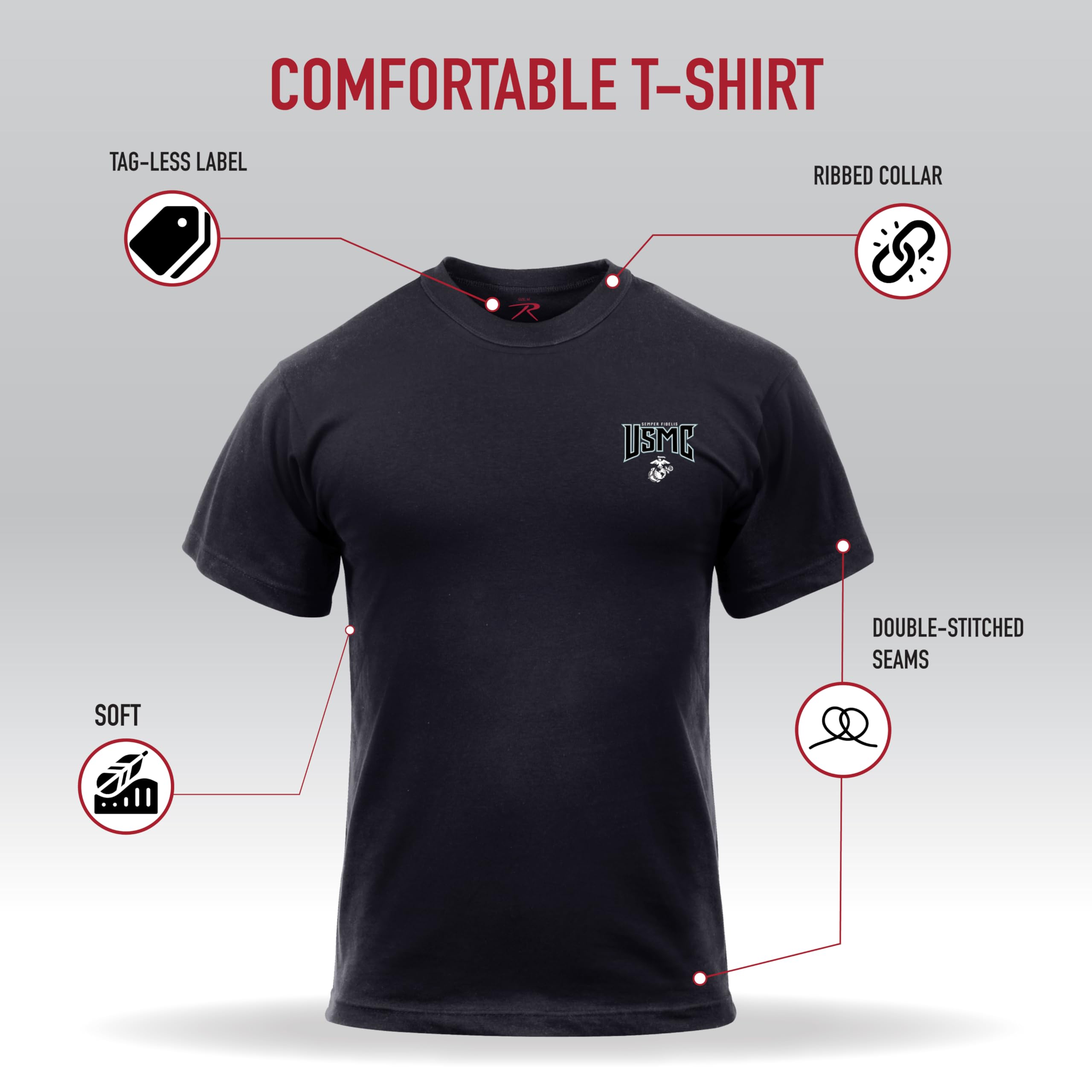 Rothco USMC First to Fight T-Shirt – Printed United States Marine Corps Graphic Tee - Image 4