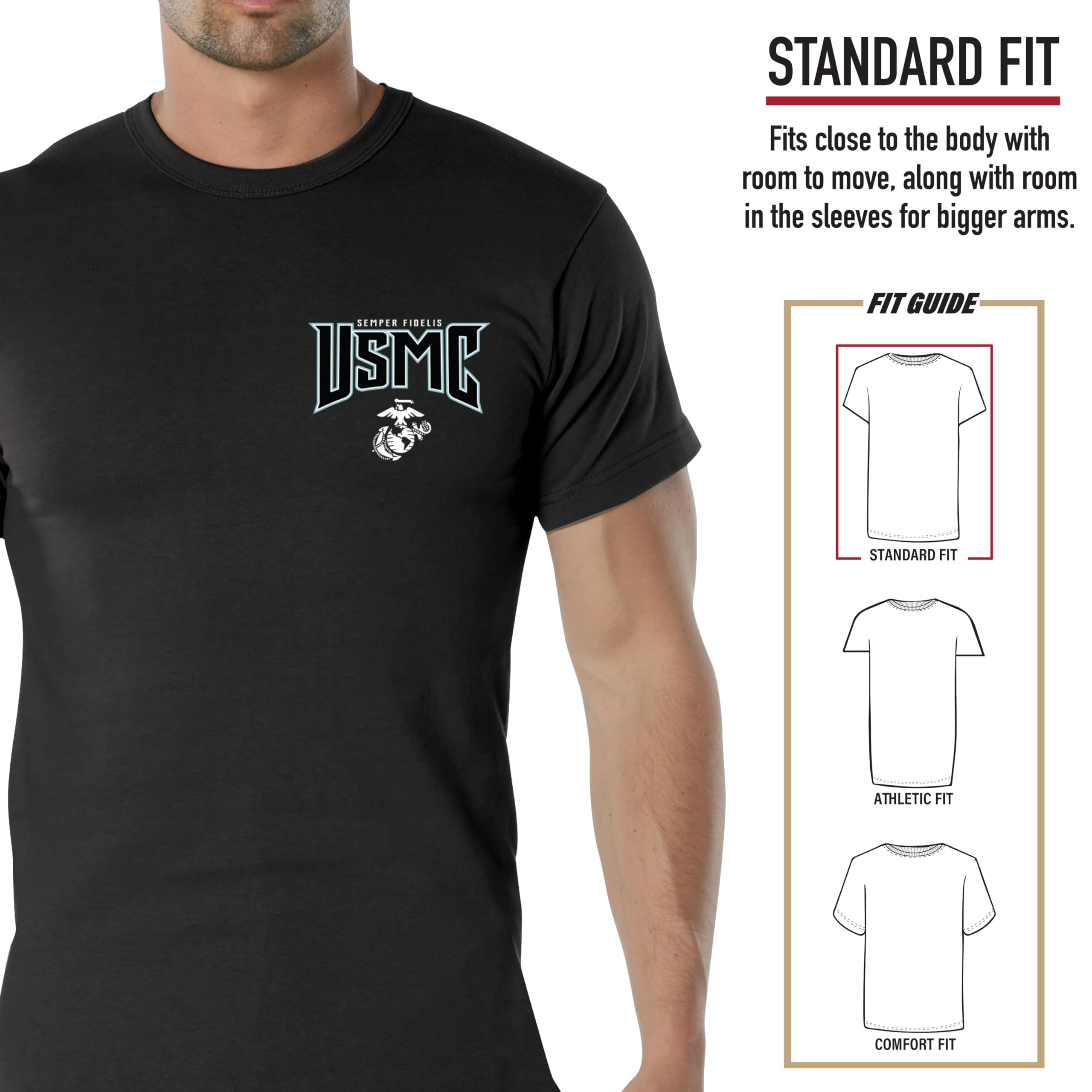 Rothco USMC First to Fight T-Shirt – Printed United States Marine Corps Graphic Tee - Image 5