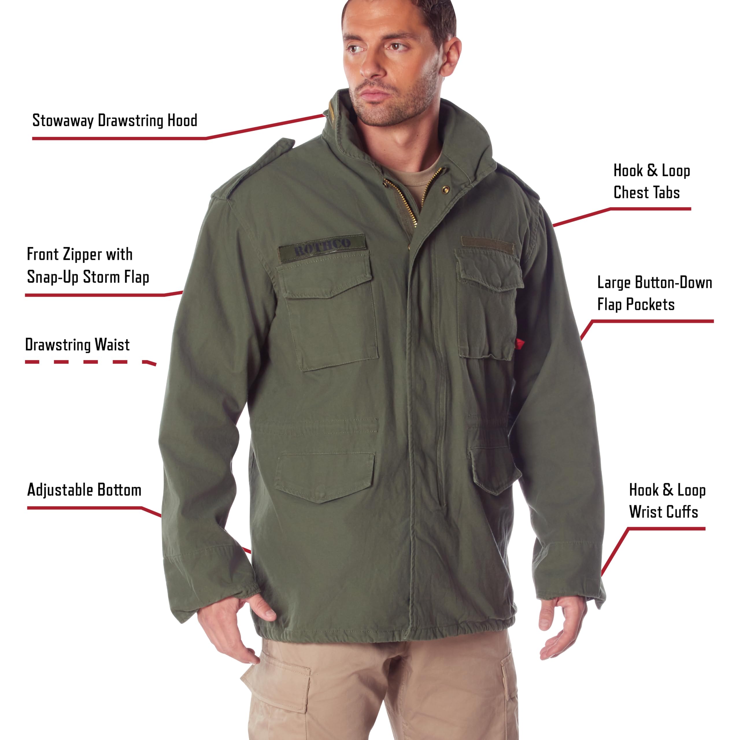 Rothco Vintage Field Jacket - All-Season Outdoor Weather Protection Classic Style Coat - Image 3