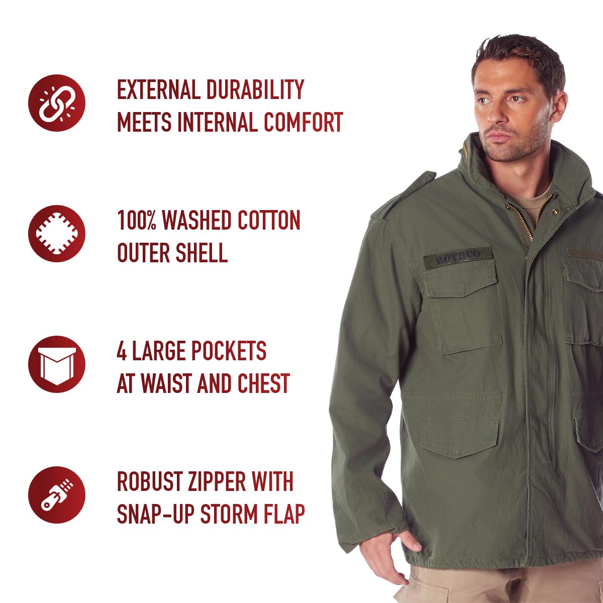 Rothco Vintage Field Jacket - All-Season Outdoor Weather Protection Classic Style Coat - Image 8